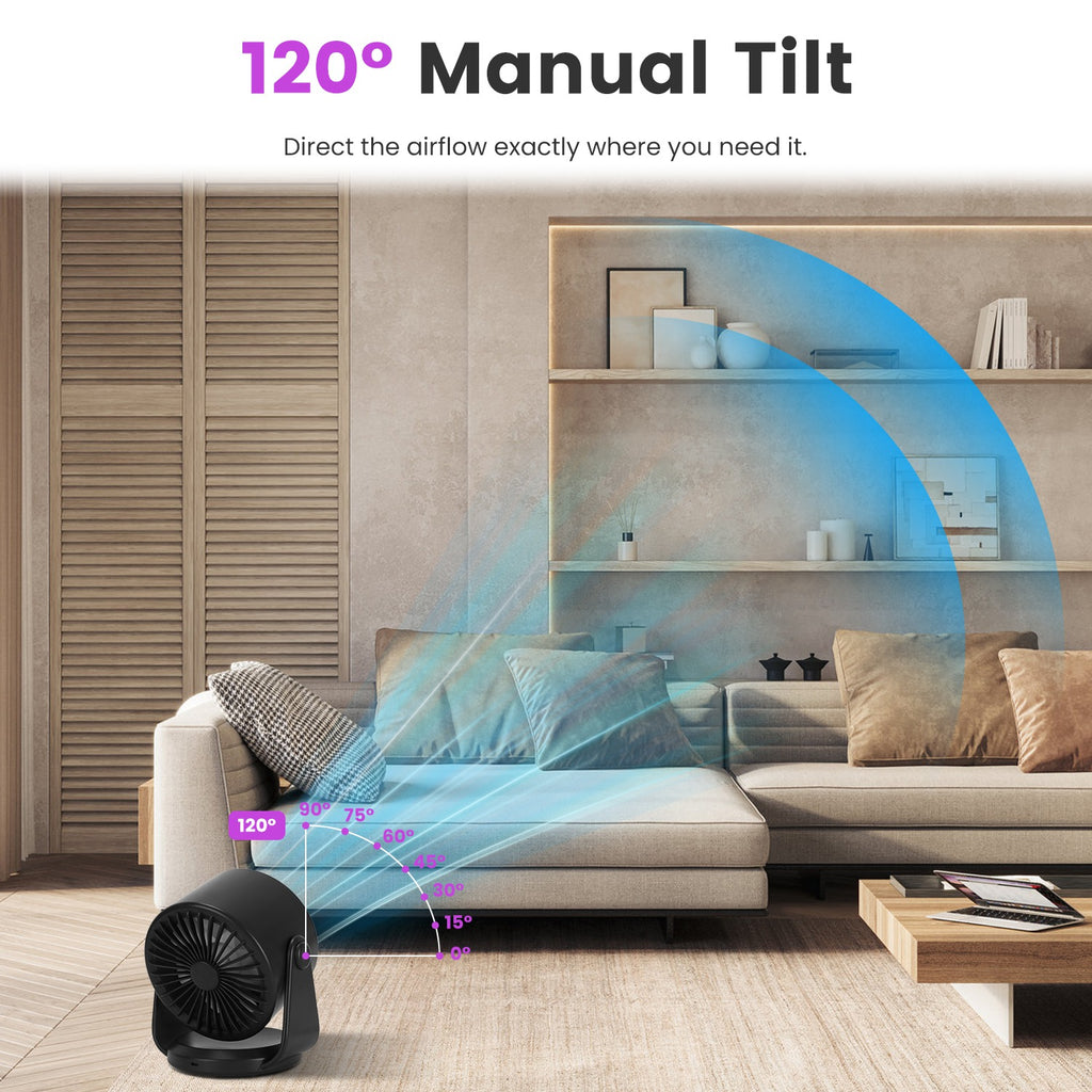 Rechargeable Mini Desk Fan – 100-Speed, Wall Mount & Desktop