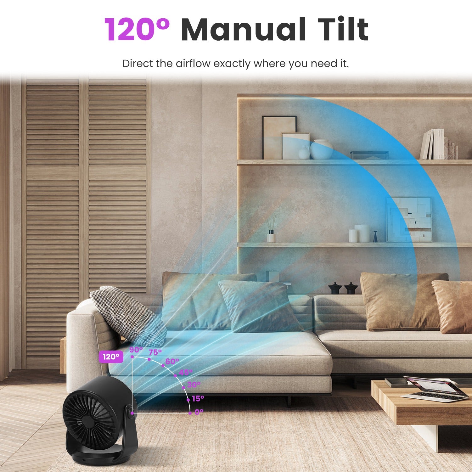 Rechargeable Mini Desk Fan – 100-Speed, Wall Mount & Desktop