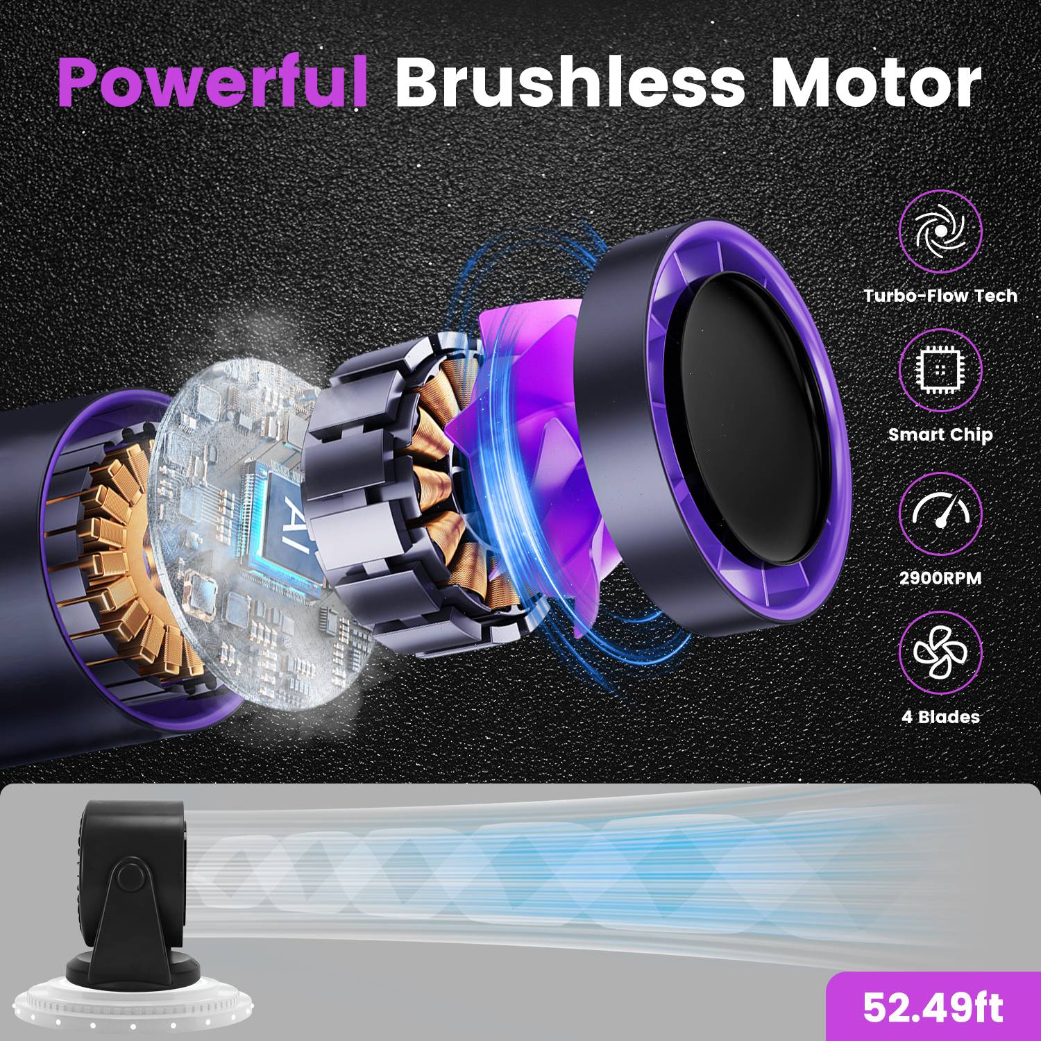 Rechargeable Mini Desk Fan – 100-Speed, Wall Mount & Desktop